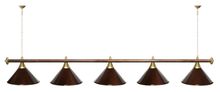 Лампа STARTBILLIARDS 5 пл. (плафоны коричневые,штанга медь,фурнитура золото)