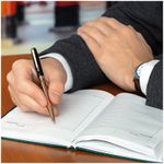 Ручка шариковая Delucci "Evento" синяя, 1,0мм, цвет корпуса - черный/золото, поворот., подарочная упаковка