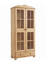 Шкаф витрина, 77х32х186, Бритта, буфет, стеклянный, сервант, деревянный, 2 двери, бейц, Dipriz