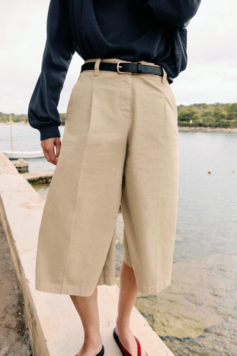 ZARA ДЛИННЫЕ БЕРМУДЫ С РЕМНЕМ, РЫЖЕВАТО-КОРИЧНЕВЫЙ