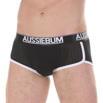 Мужские трусы хипсы черные в сетку с белой окантовкой AUSSIEBUM
