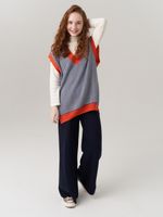 Жилетка для девочки в школу 953 н.синий-оранжевый