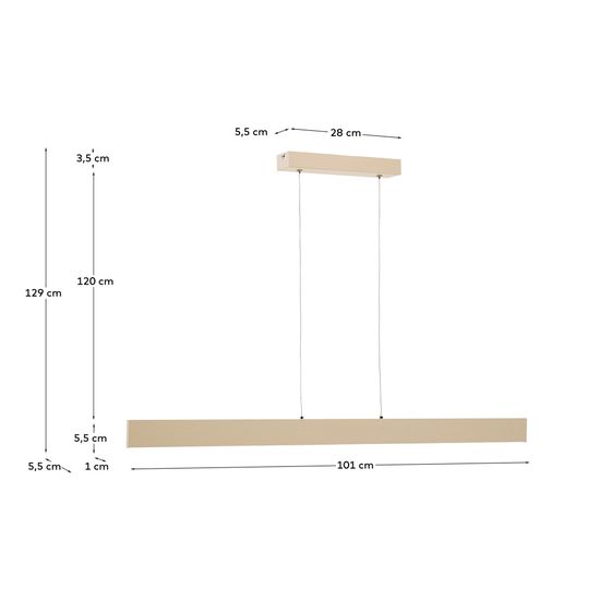 Подвесной светильник Boadella из алюминия с бежевой отделкой