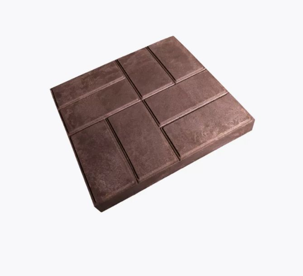 Полимер-песчаная плитка тротуарная БРУСЧАТКА "8кирпичей" 400x400x50 (коричневый)