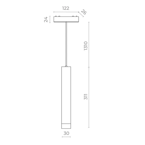 ST680.533.07 Магнитный трековый светильник Белый LED 1*7W 3000K 430Lm Ra>90 36° IP20 D30xH1650 48V СКАЙФЛЕТ