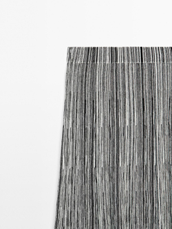 Massimo Dutti Длинная трикотажная юбка с полосатыми деталями, черный