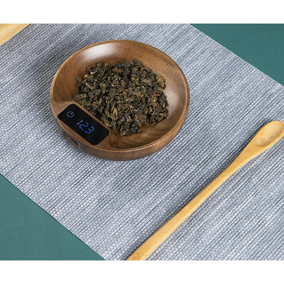 Весы чайно-кофейные портативные коричневые 0,1-100гр d10,3 см h2,7 см дерево батарея 100mAH Barbossa