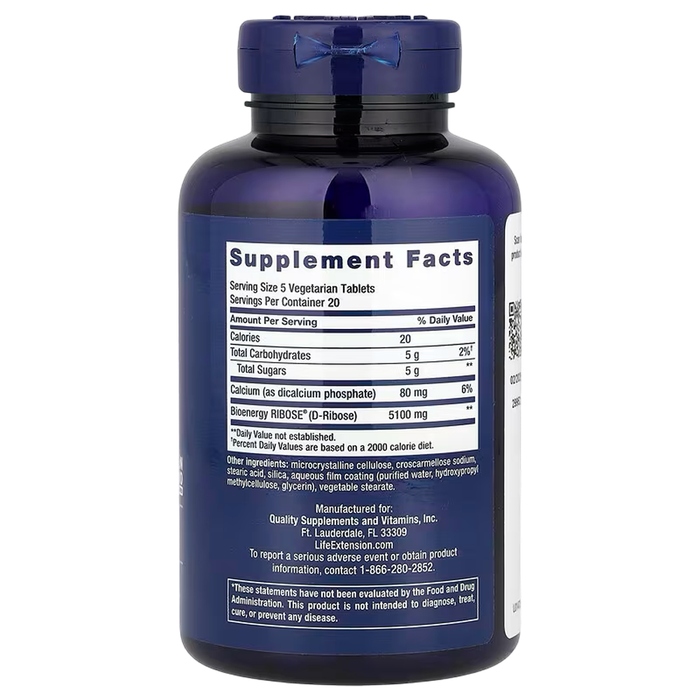 D-Рибоза, Life Extension D-Ribose, 100 вегетарианских таблеток 2