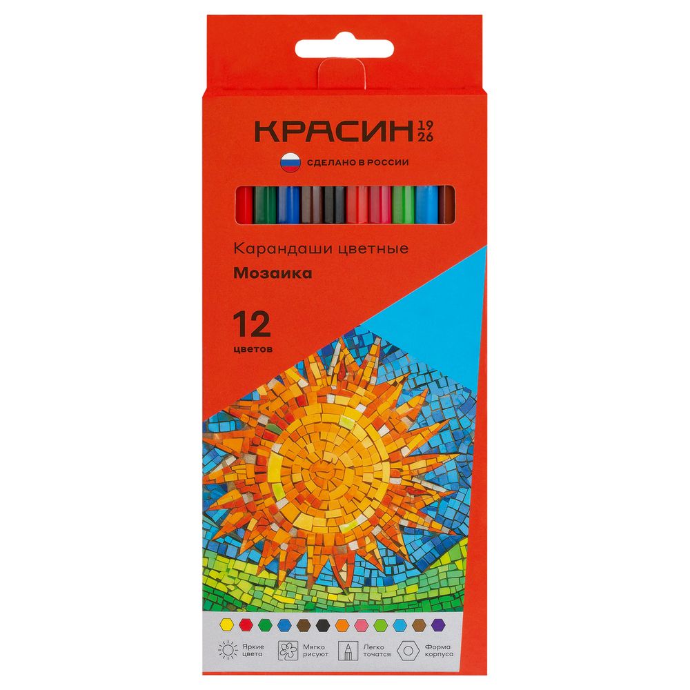 Карандаши цветные 12цв. Красин Мозаика