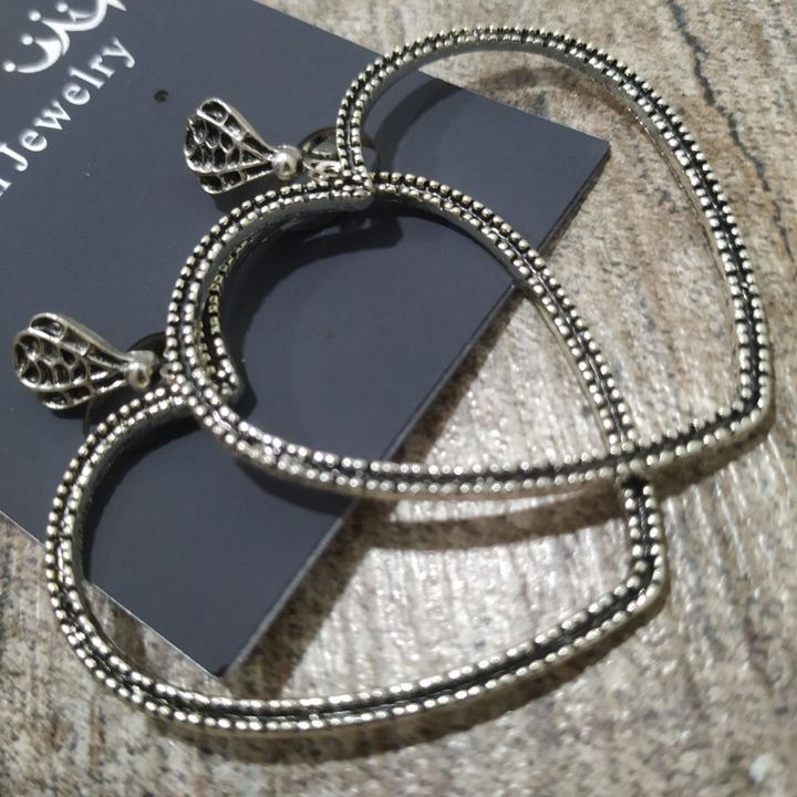 Серьги на англ.заст Bohemia рамка сердце металл античный серебристый