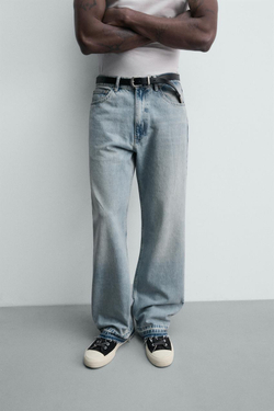 ZARA ДЖИНСЫ LOOSE FIT, ГОЛУБОЙ