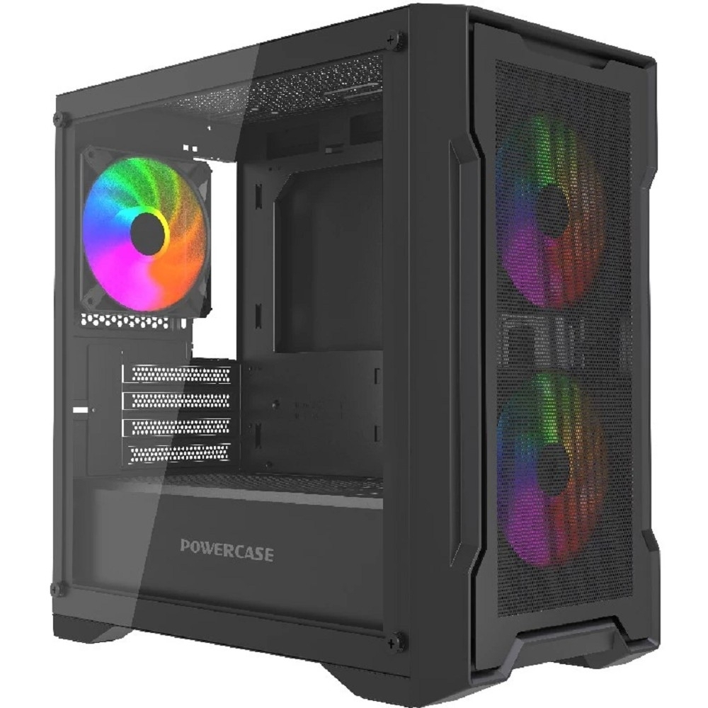 Корпус для компьютера Powercase Корпус Mistral Micro X3B ARGB, Tempered Glass, 3x 120mm ARGB PWM Fan, чёрный, mATX (CMMXB-A3)