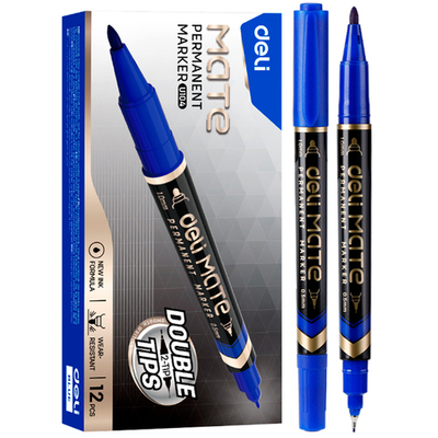 Маркер для CD/DVD DELI "Mate" перманентный двухсторонний, 0,5-1,0 мм, синий