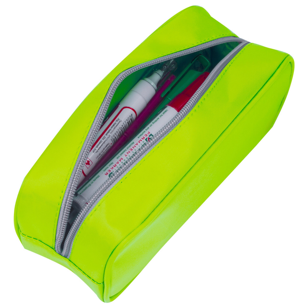 Пенал-косметичка BRAUBERG мягкий "KING SIZE NEON GREEN" 20х8х9 см (3 штуки в упаковке)