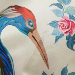 Халат-кимоно шелковый Mollen Журавль в жемчужно-белом