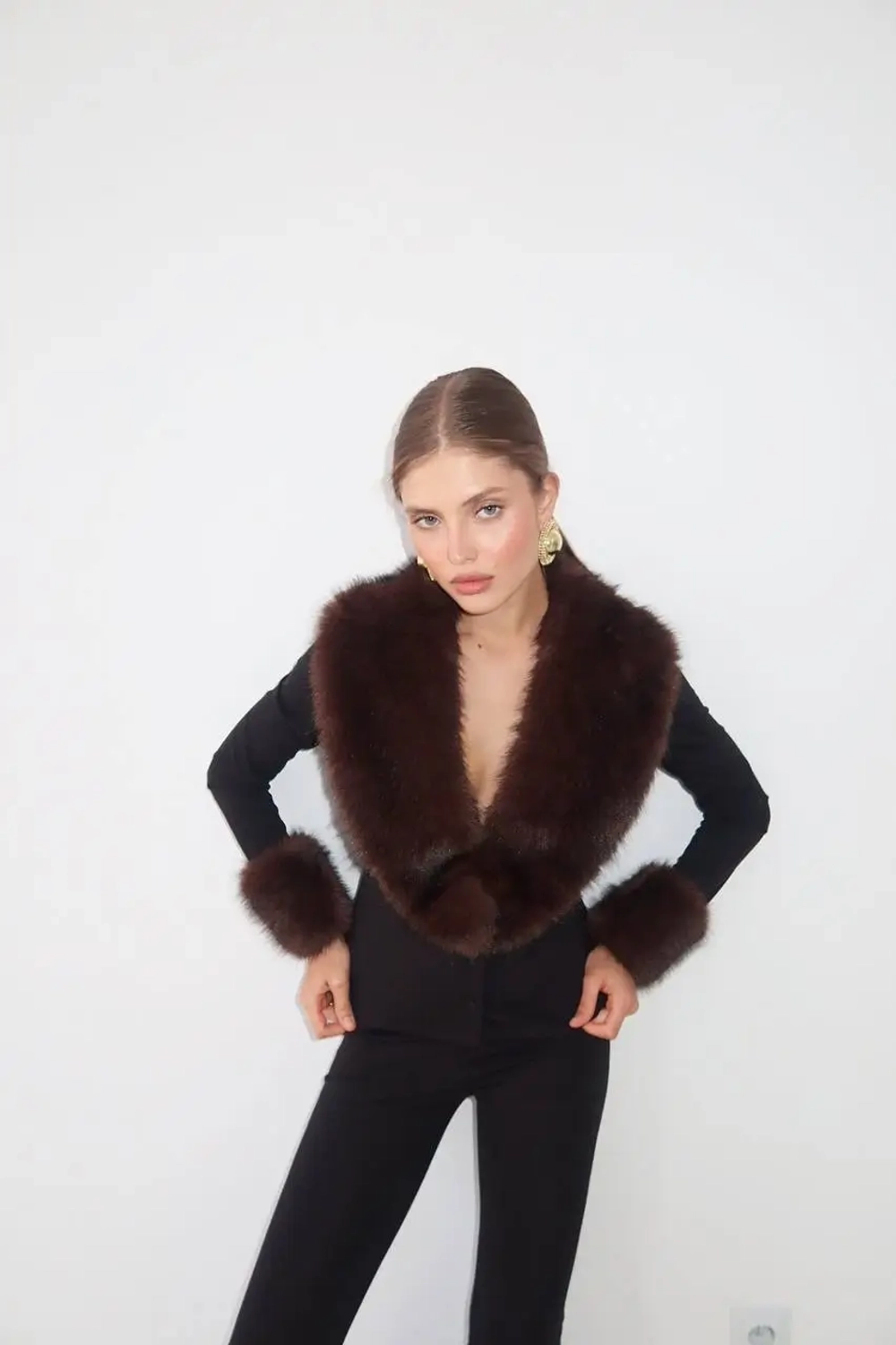 Кардиган с мехом, Черный