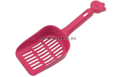 Совок для туалета ZooM 9*25*4см суперлюкс, мелкие ячейки, рубиновый 1/1