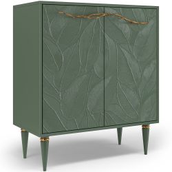 Комод Арт Колор leaves Классик Голд с 2 полками Зеленый нефрит