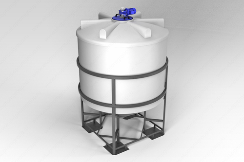 Емкость пищевая в обрешетке ЭкоПром ФМ с лопастной мешалкой 5000 л. конусная (210x210x310см;белый) - арт.555711