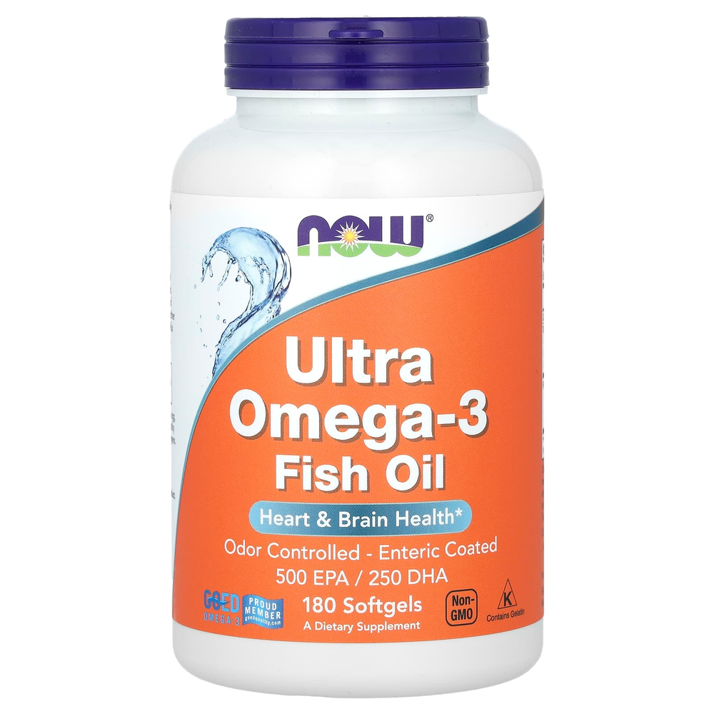 NOW Foods, Ultra Omega-3, рыбий жир с омега-3, 180 капсул