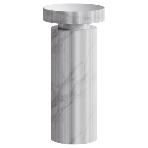 Раковина накладная рифленая с пьедесталом SOLE Corian 400*130 Calacatta