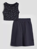 Черный костюм для девочки с шортами бермудами