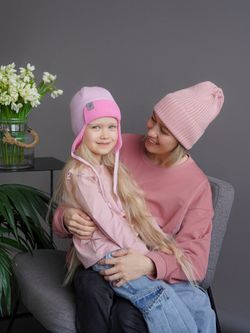 Шапка вязаная-резинка весенняя/осенняя хлопковая КЭП(Розовый персик)
