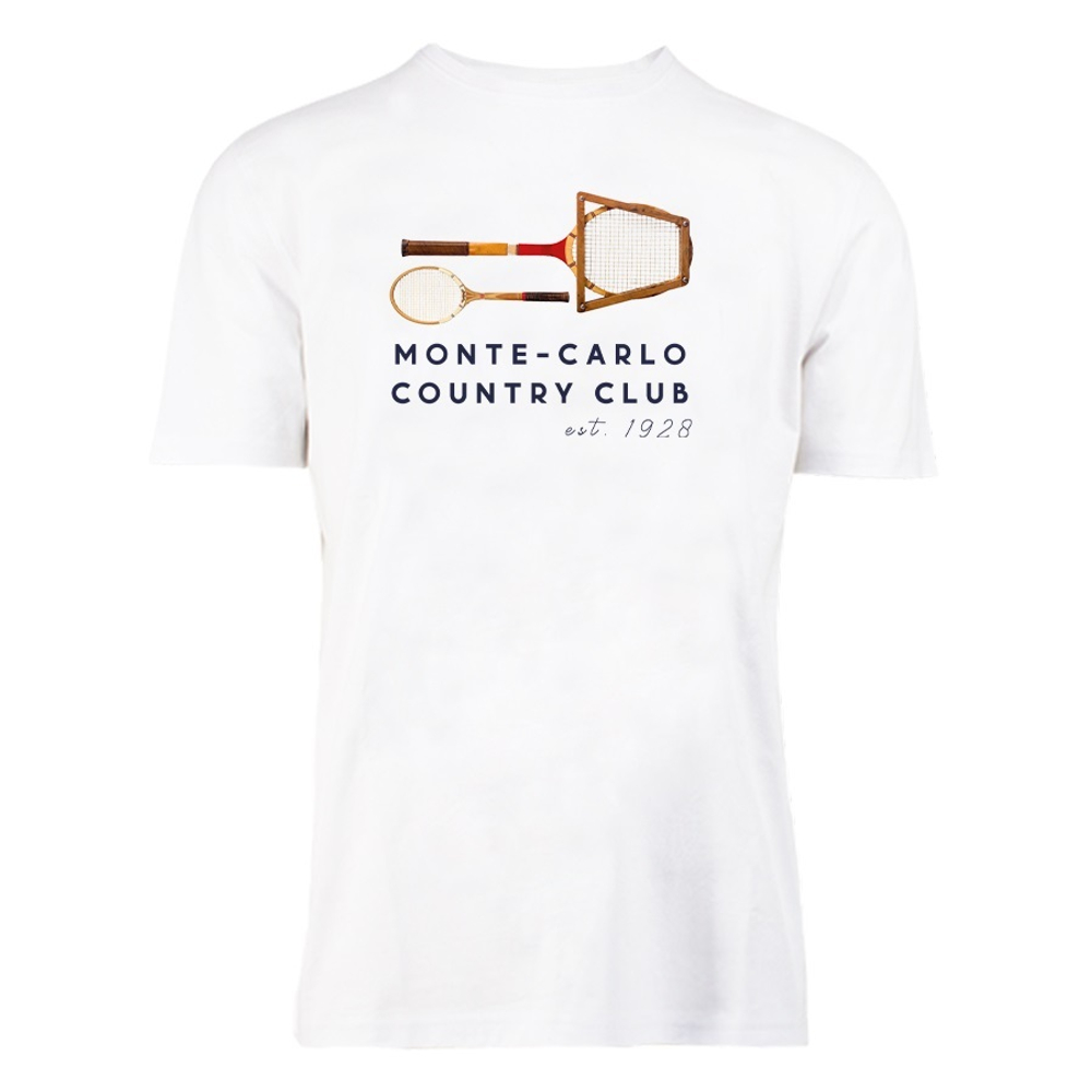 Мужская теннисная футболка Monte-Carlo Country Club Vintage Print - white