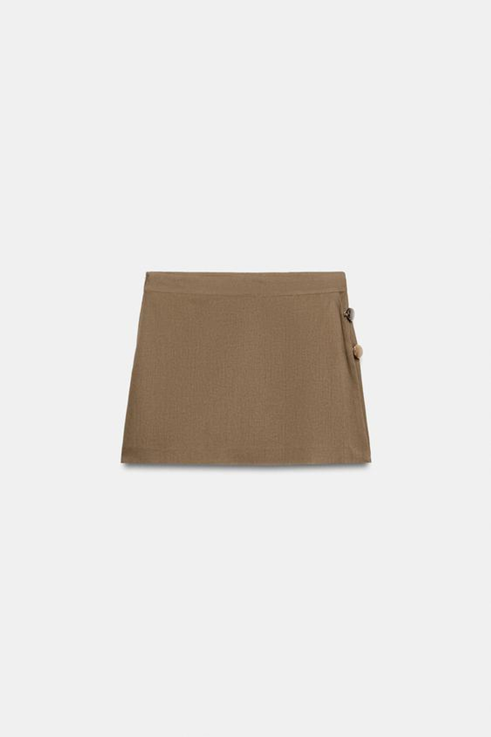 ZARA ЮБКА-ШОРТЫ ИЗ ЛЬНА С БУСИНАМИ, ТАБАЧНЫЙ