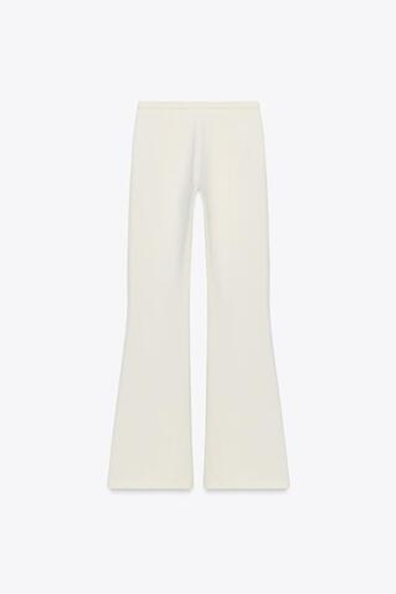 ZARA БРЮКИ-КЛЕШ ИЗ ИНТЕРЛОКА, ЭКРЮ