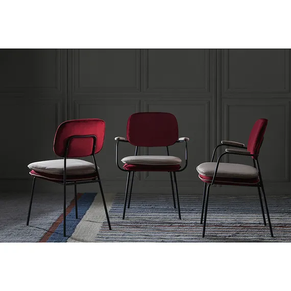 Стул с подлокотниками Pea, велюр, бордовый/бежевый