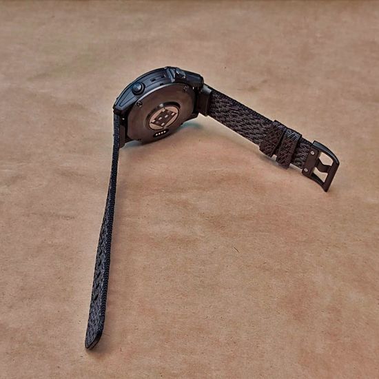 Ремешок нейлоновый 22 мм жакардовое плетение для Garmin MARQ / Epix / Fenix (47 мм) (Черно-серый)