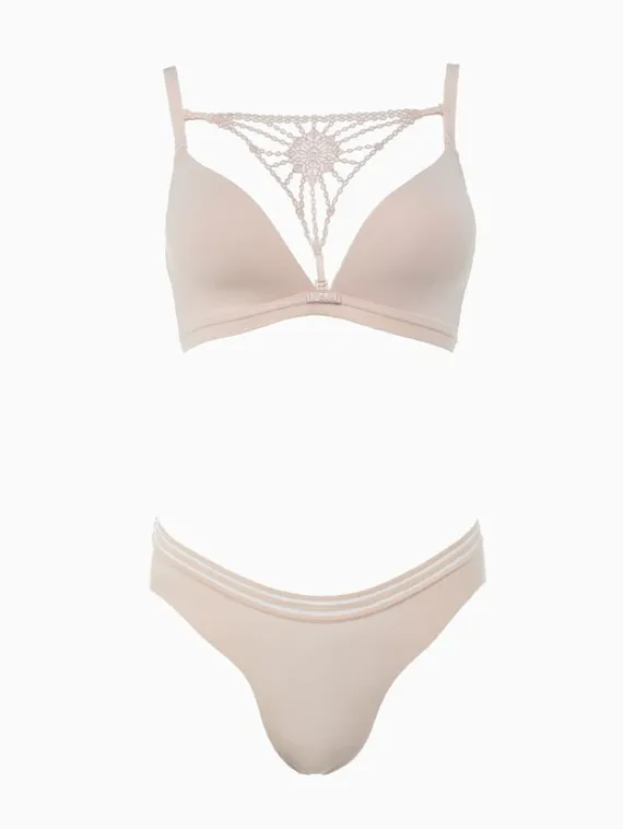 Комплект женский (топ/трусы), цвет бежевый, размер 75В