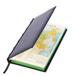 Ежедневник недатированный А5 138х213 мм BRAUBERG "FLAME", под кожу, 160 л., черный, зеленый срез, 113428