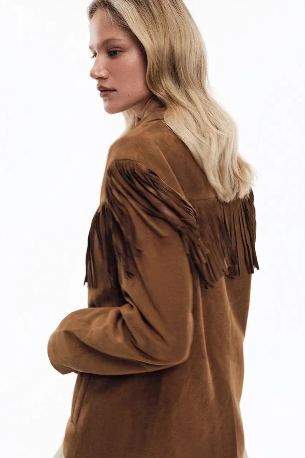 Жакет из замши c бахромой ((This is Texas)), кэмел