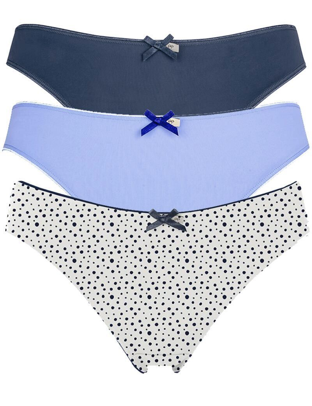 Набор из 3 сине-белых трусиков-слип Olivia (Размер: L) (Цвет: синий с белым)