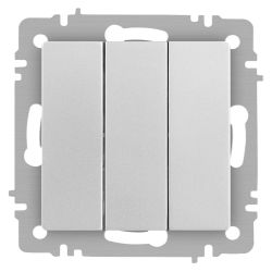 Выключатель Intro Accent 6-106-03 тройной, 10А-250В, IP20, СУ, AL/CU, алюминий | Intro