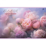 Альбом для рисования А4 40л., Alingar, на скрепке, мелованный картон (стандарт), 100 г/м2, "Нежные цветы", 2 дизайна в пленке т/у