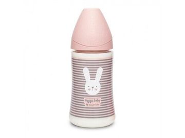 Бутылочка Suavinex Hugge Baby с круглой силиконовой соской, 3 позиции, 270 мл Розовая