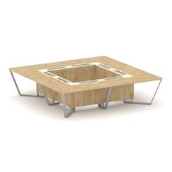 Steel Meet Стол переговорный квадратный KM-PR.B.SP-16K Тиквуд Светлый/Ваниль Глянец/Металл Серый 320