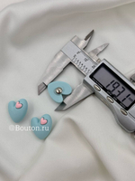 Пуговицы сердечки пластиковые голубые