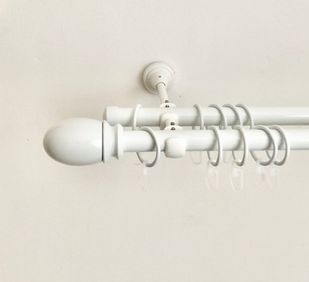 Карниз кованый для штор "Беллуно" d19/19 мм двухрядный, цвет белый глянец