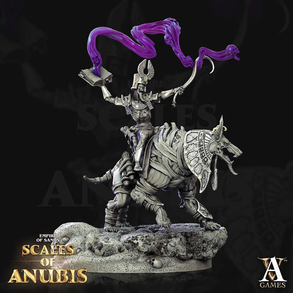 Grand Alliance Death Tomb Kings Liche Priest Жрец-лич на некро псе миниатюра для dnd, днд, pathfinder, фентези, Настольная игра, НРИ, Варгейм, РПГ