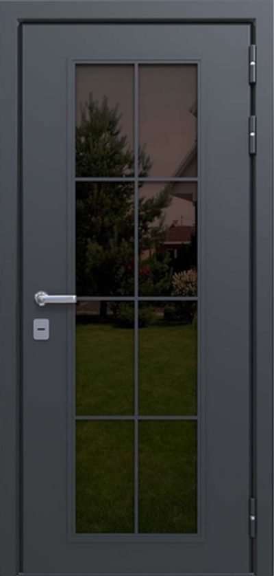 Металлическая входная дверь Серый муар со стеклопакет - 1081