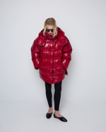 Пуховик со съемным капюшоном из нейлона Монклер вишня