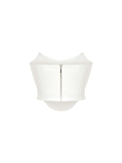 Топ корсетного типа из эко-кожи с отстрочками