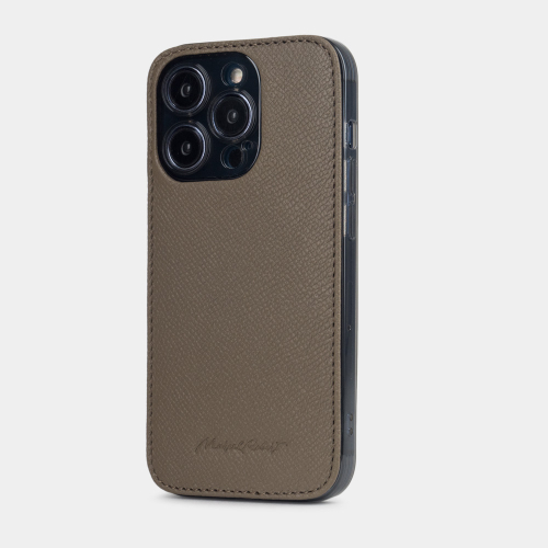 Чехол для iPhone 15 Pro из кожи сафьяно, бежевого цвета