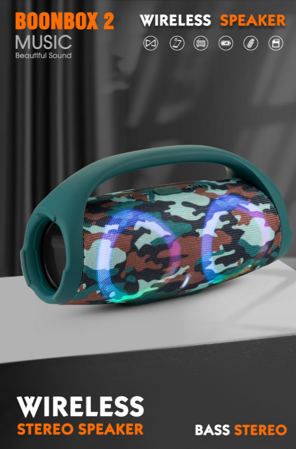 Беспроводная колонка BoonBox2 Mini (BT/USB/FM) Light