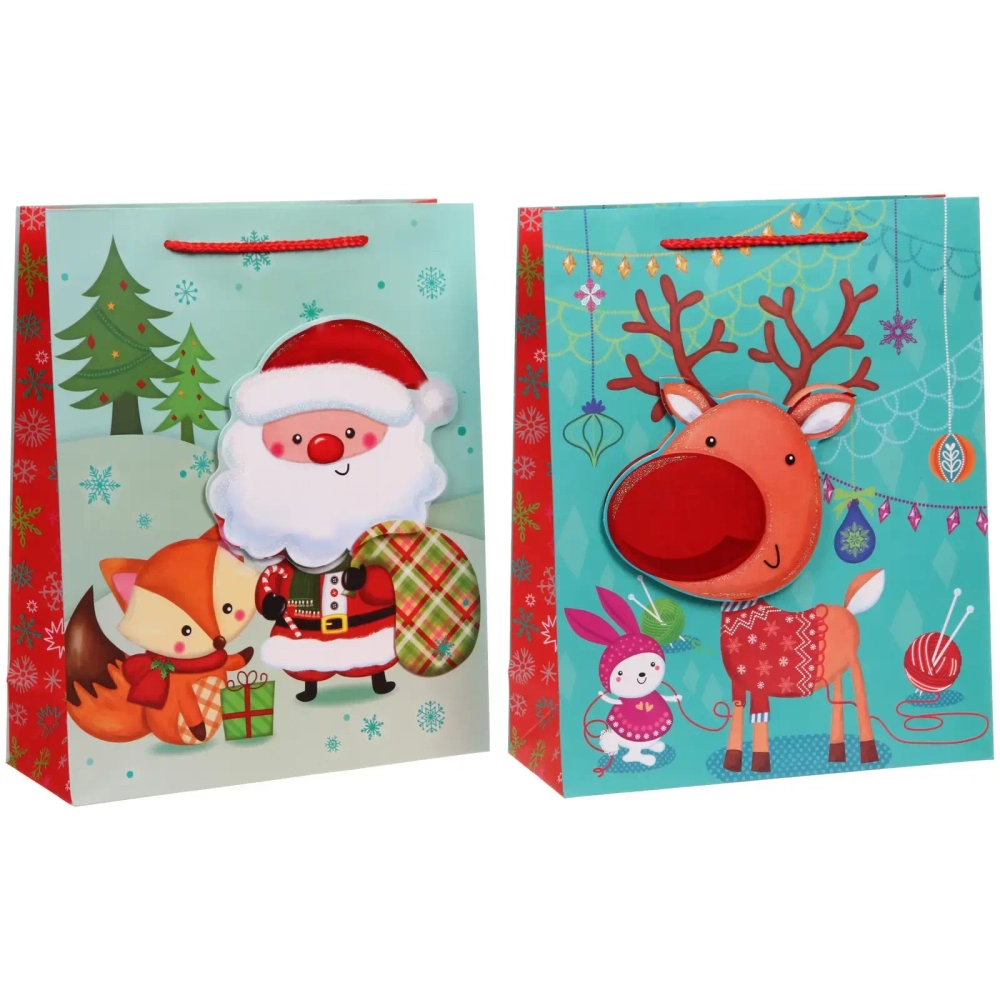 Пакет подарочный «Мультяшные звери» 26*32*10 см, микс