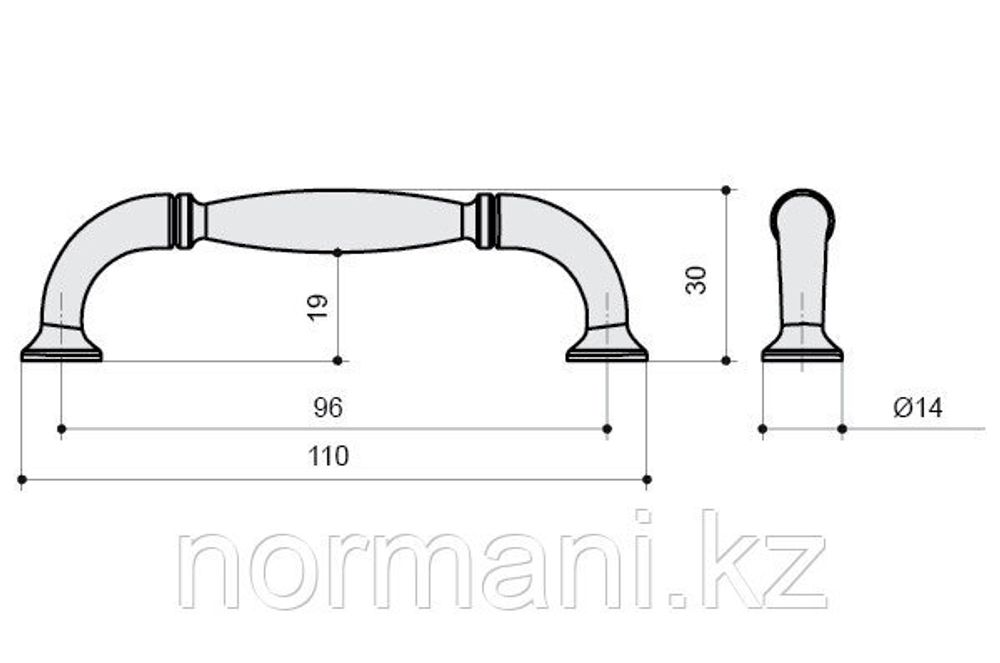 Ручка-скоба 96мм, отделка золото глянец + белая эмаль